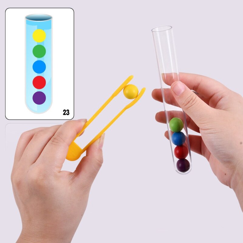 Clip Beads Brinquedos Tubo de Teste para Crianças, Concentração Lógica, Fine Motor Training Game, Montessori Ensino Aids, Brinquedo Educativo
