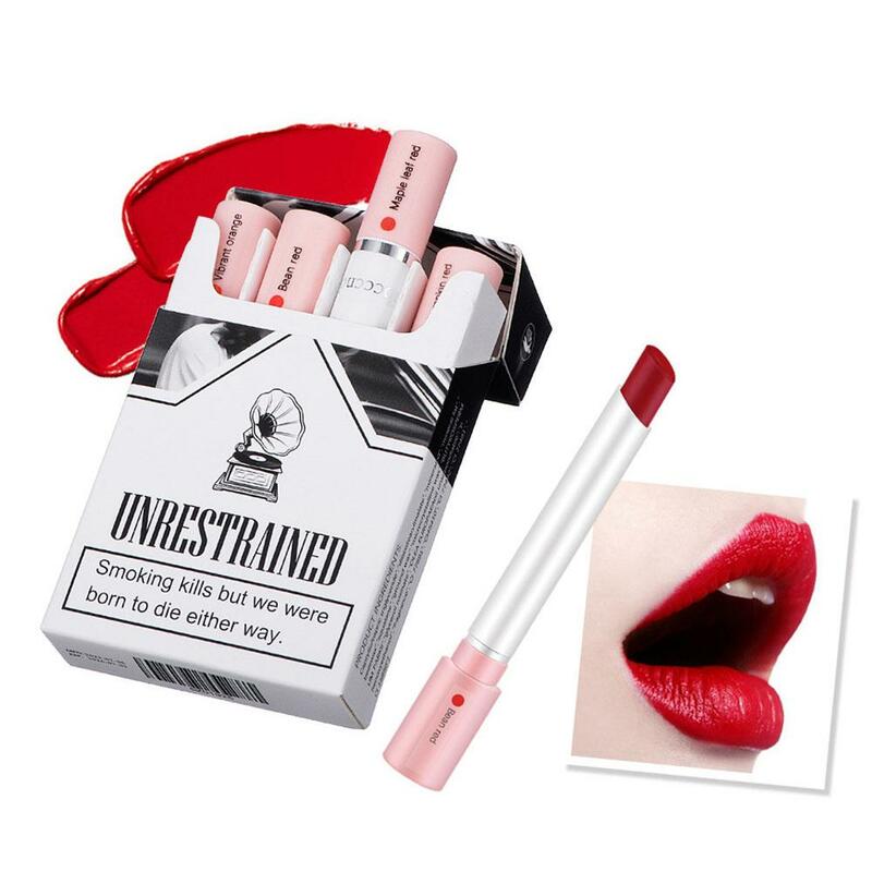 4 Colors Cigarette Lipstick Set Matte Lip Gloss Long Lasting Lip Glaze Waterproof Lip Stick Tube Nude Lip Tint Makeup Cosmetics