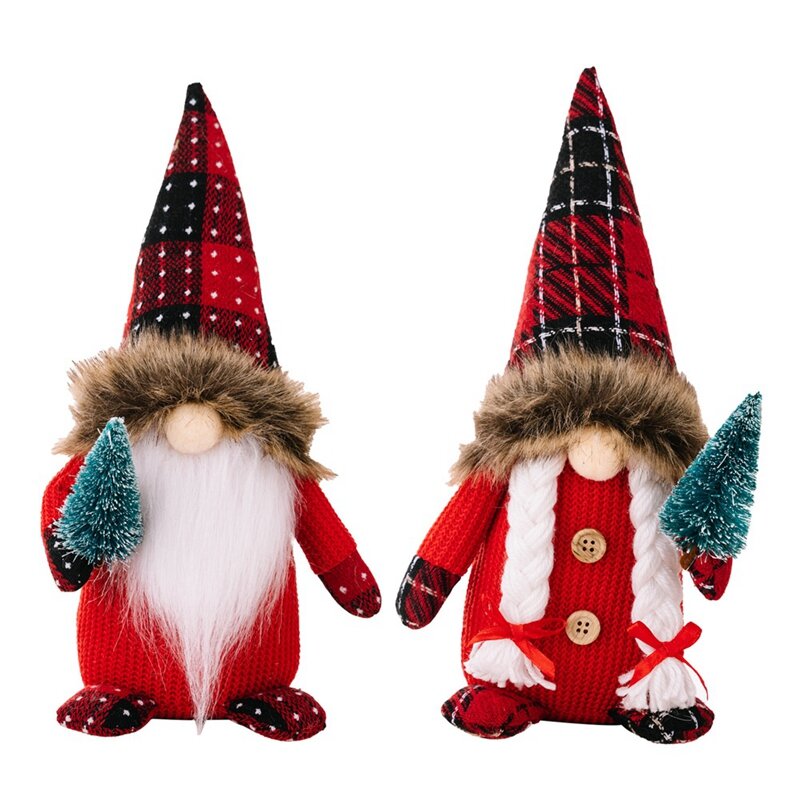Bonecas De Tecido Xadrez Para Decoração De Natal, Segurando O Ornamento De Árvore De Natal, Rudolph Doll Supplies