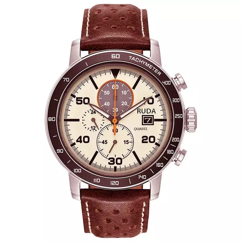 นาฬิกาควอทซ์แฟชั่นทันสมัยนาฬิกาชายแบรนด์เนมสุดหรูกันน้ำมีสายรัดอเนกประสงค์ทรงกลมแฟนซี2024