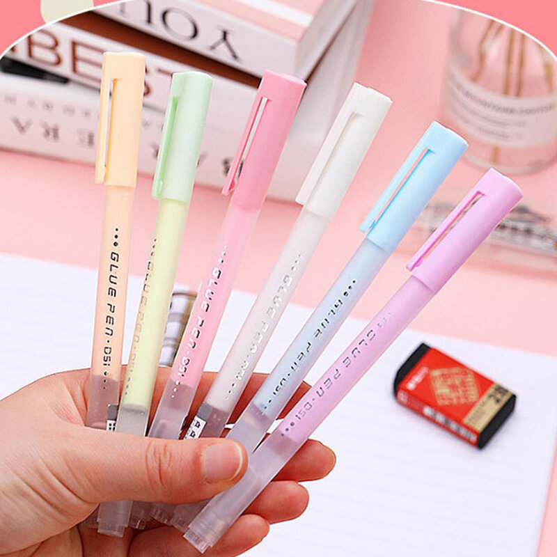 1pc Solid Glue Stick Pen Shape Candy Color Quick-drying High Viscosity Creative Students Stationery Dot Liner Contact Adhesive