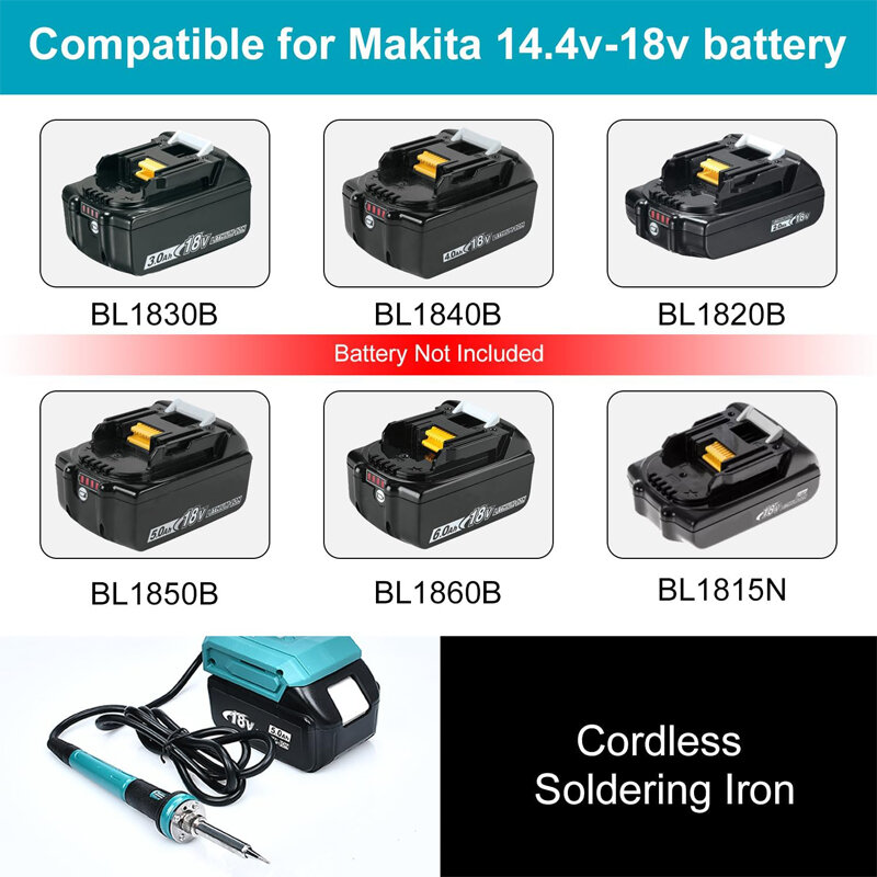 Soldador eléctrico Digital de 60W para Makita/Dewalt, Batería de 18V y 20V, 300-510 ℃, soldador eléctrico ajustable, herramientas de soldadura