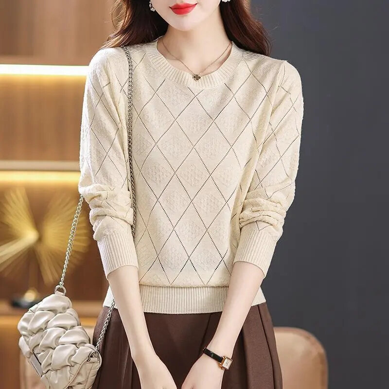 2024 Autumn And Winter Cashmere Sweater Women's Crew Neck Pullover Casual Knitted Top Women's Short Undercoat Fashion