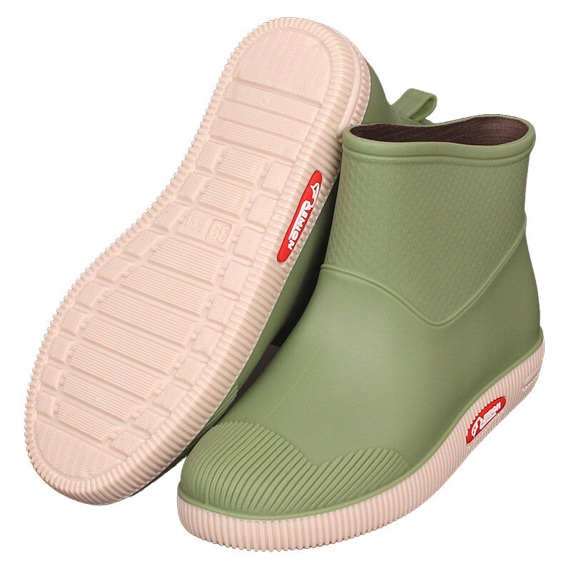 Sepatu bot hujan semata kaki wanita, sepatu bot tahan air PVC antiselip, sepatu hujan taman untuk wanita