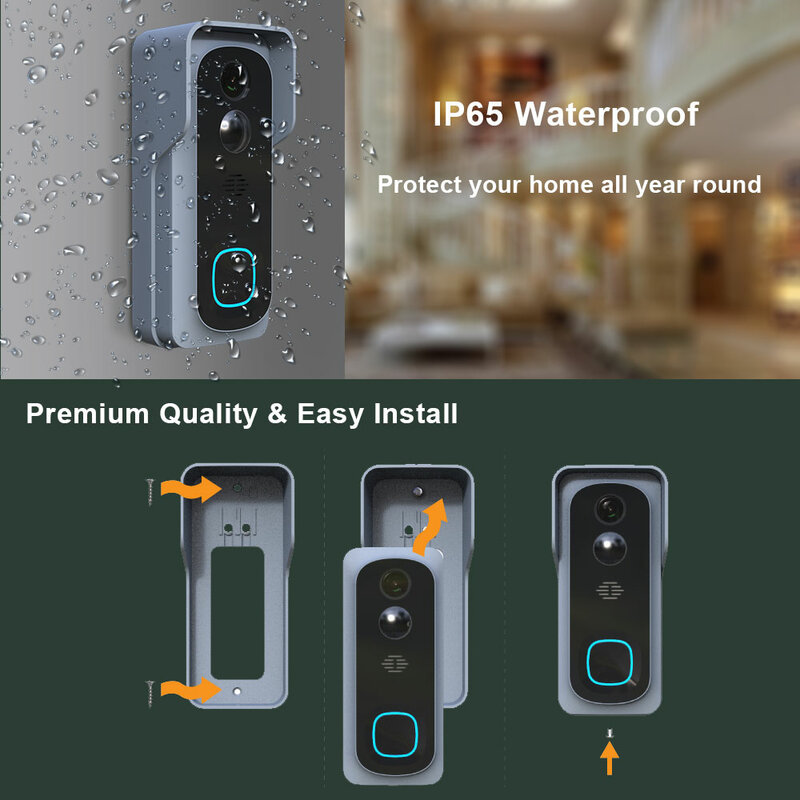 Tuya 3MP dzwonek z kamerą wideo wodoodporna bateria WiFi IP65 AC 12V bezprzewodowy inteligentny dzwonek do drzwi domofon eventowy bezpieczeństwo w domu