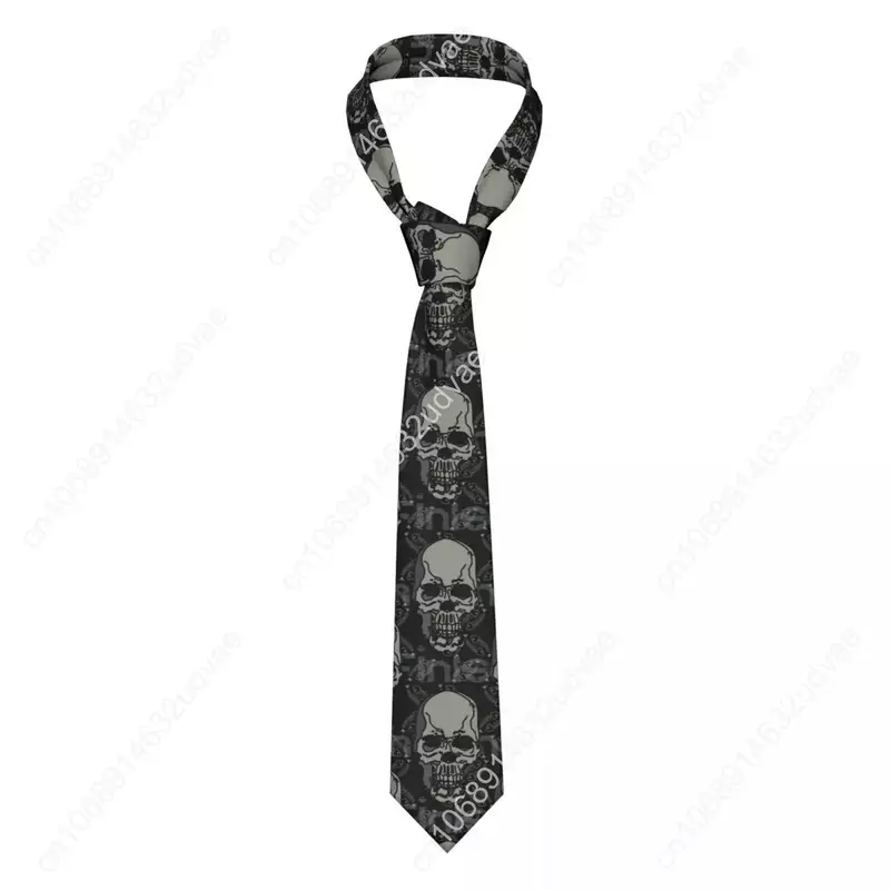 Corbata delgada de calavera y esqueleto de pescado para hombres, accesorios de punta de flecha casuales, corbata Formal de fiesta simple