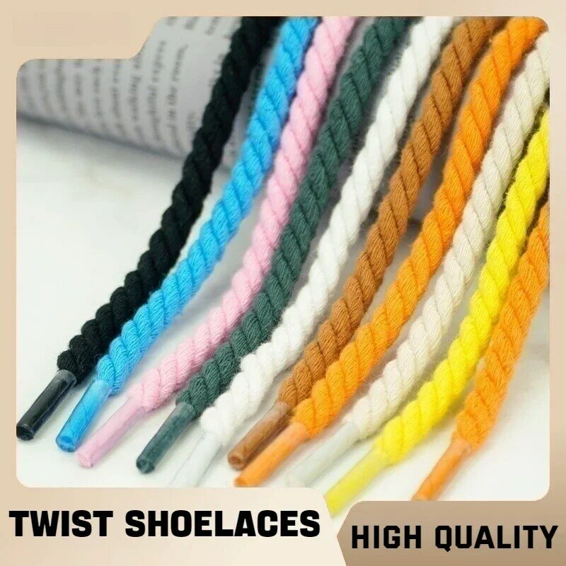 New 1 Pair Round Shoelaces 0.6CM Thicker Cotton Shoelace Twisted Rope Laces Sneakers Boots Shoe Laces for Shoes for AF1/AJ1