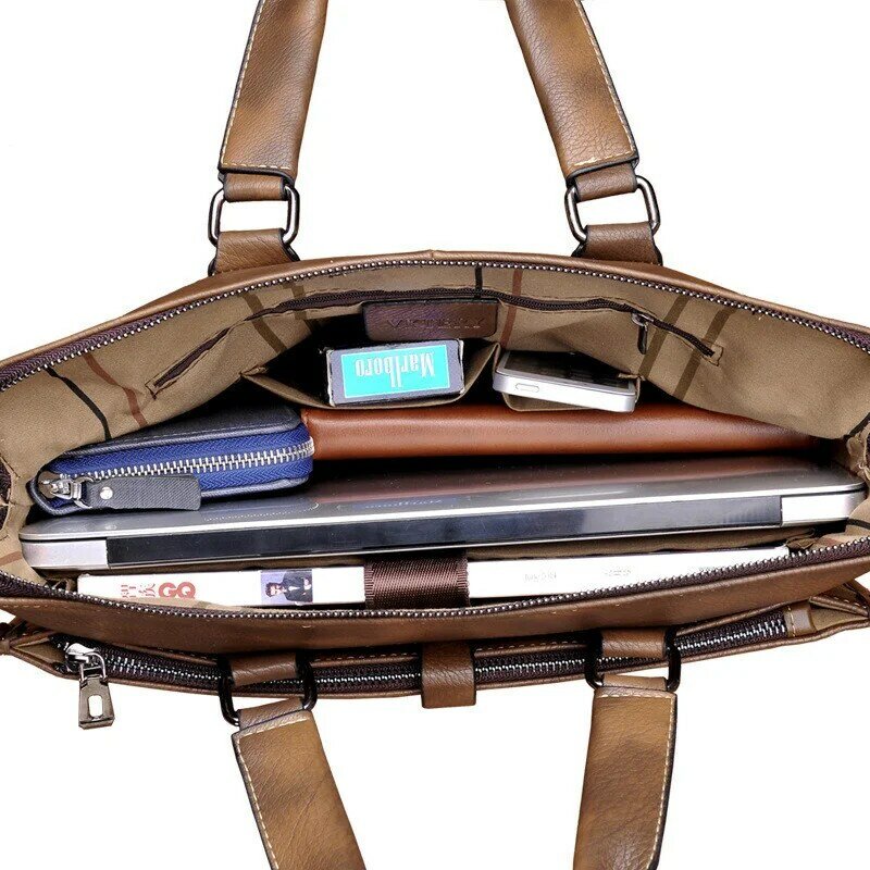 Luxus Business Herren Aktentasche Vintage Leder Handtasche große Kapazität männliche Schulter Cross boby Tasche Büro Laptop