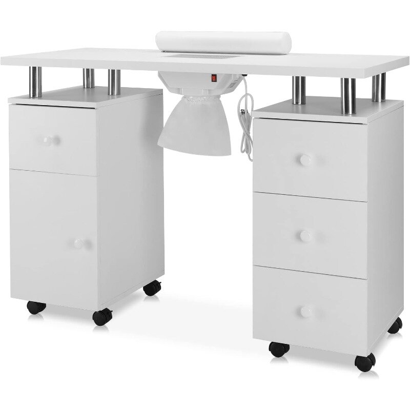 Manicure Table Nail Desk for Nail Tech,Nail Table Station w/Electric Dust Collector,Nail Makeup Storage for Beauty Salon Acetone