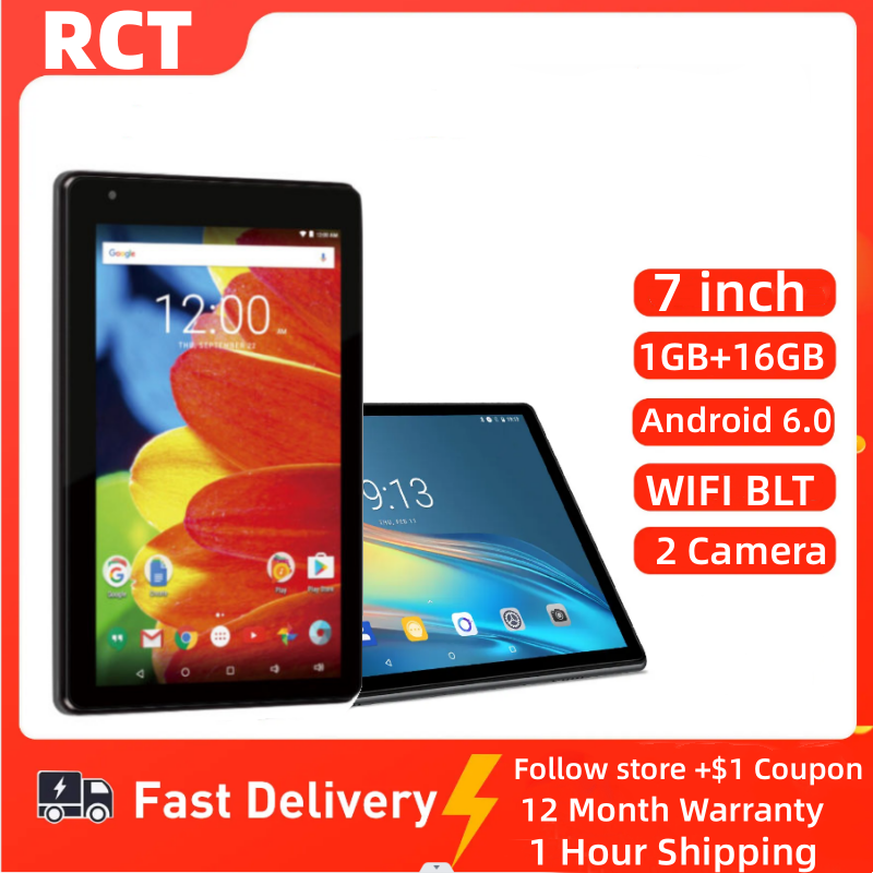Newest 7 INCH RCT6973 Android 6.0 Tablet 1GB+16GB Quad-Core Dual Camera 1024 x 600 pixels RK30sdk CPU