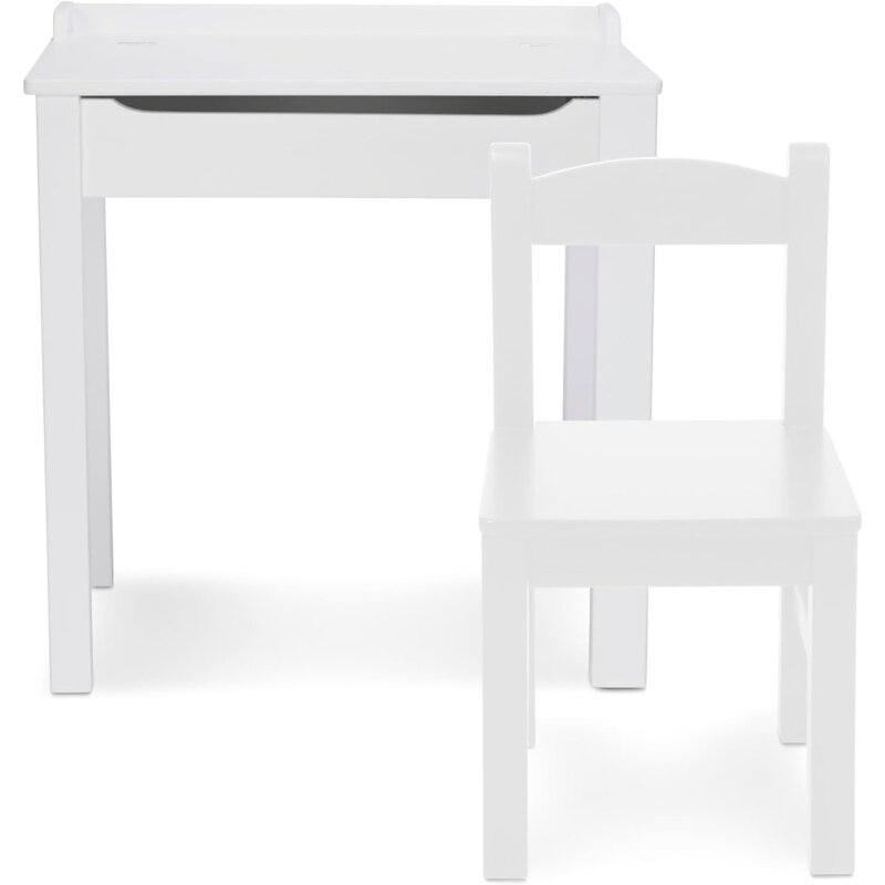 Wooden Lift-Top Desk & Chair - White Freight Free Children's Table Child Furniture