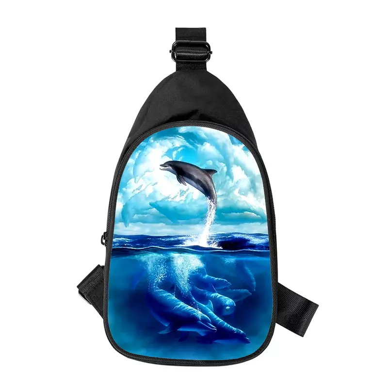 Bolso de pecho cruzado con estampado 3D de animales de delfín para hombres y mujeres, bolso de hombro diagonalmente, paquete de cintura escolar para marido, nuevo