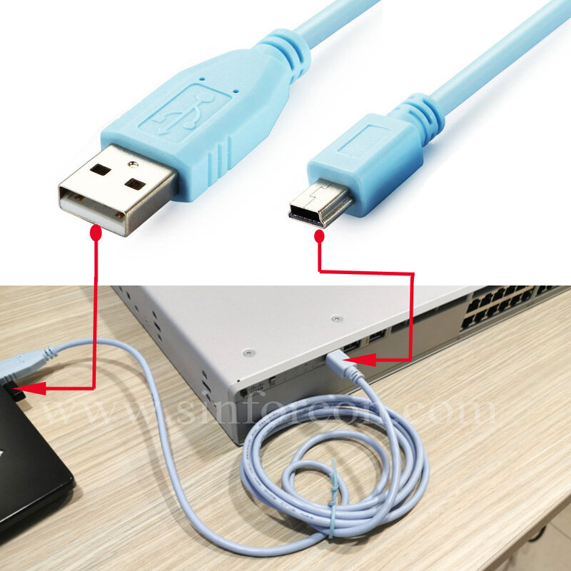 Rodzaj USB A do typ Mini B CAB-CONSOLE-USB 37-1090-01 dla kabla Config konsoli Cisco 1941