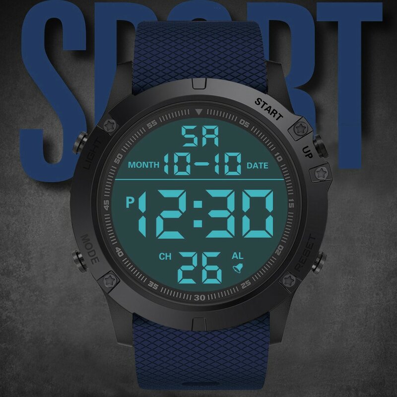 Relógio esportivo militar masculino, pulseira de silicone impermeável, LED luminoso, relógios digitais de pulso, luxo, presente para homem, nova moda