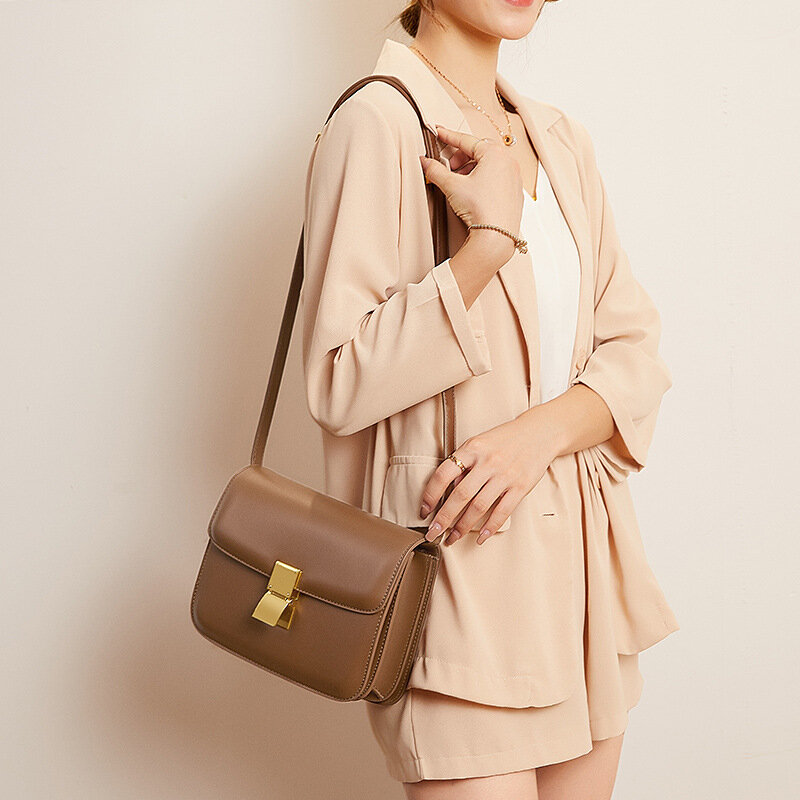 Tas satu mode baru bahu kulit asli selempang tas tangan indah kasual kualitas tinggi untuk wanita messengerserba guna mewah