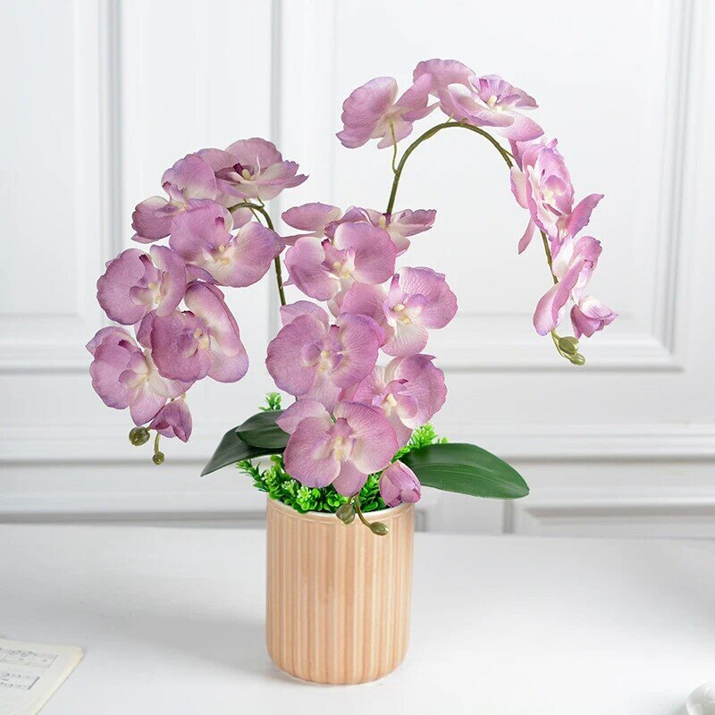8 teste farfalla artificiale orchidea finta 3D Phalaenopsis simulazione fiore vero tocco piante matrimonio casa decorazione natalizia