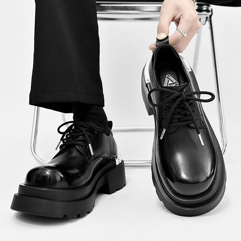 Italienische Schuhe Männer Original Leder Freizeit schuhe schnüren dicke Sohle Oxfords hochwertige Derby Schuhe Komfort Plattform Schuhe