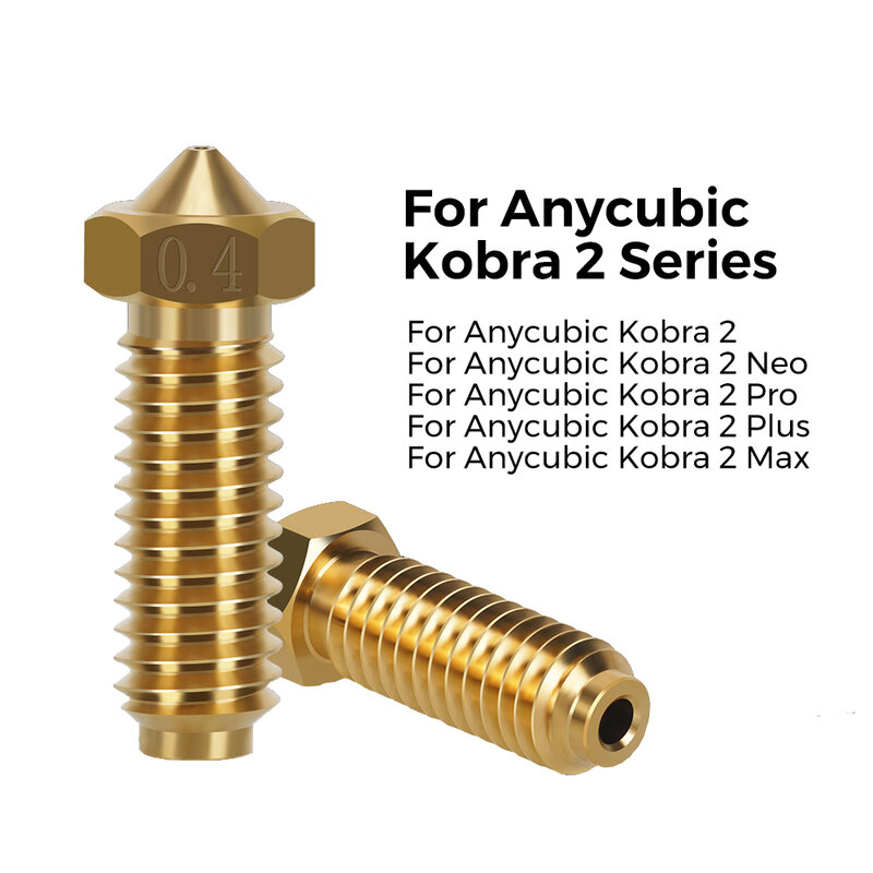 1~10Pcs 3D Printer Brass Nozzle Volcano Nozzle 0.2/0.4/0.6/0.8mm For Anycubic Kobra 2/ Kobra 2 Pro/Kobra 2 Max/ Kobra 2 Plus