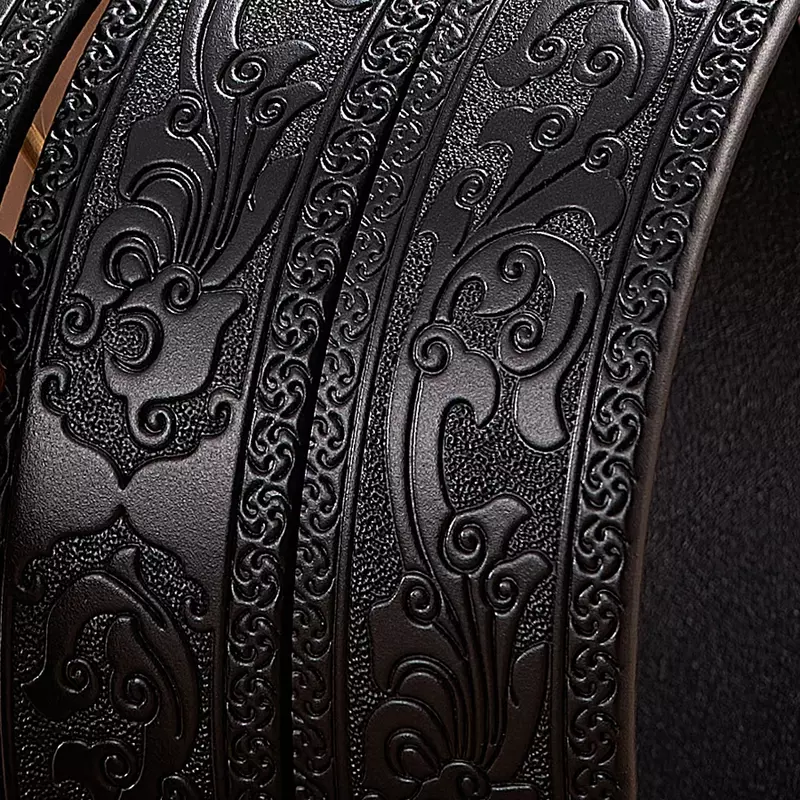 2024New Fashion Embossing Retro Male Belts for Men Business Cowhide Genuine Leather Belt Dragon Pattern Z Automatic Buckle Strap