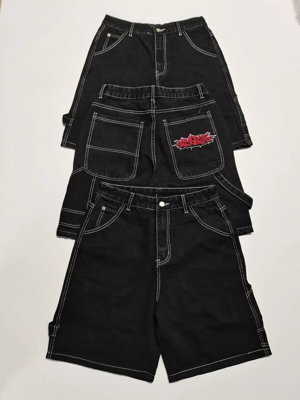 Jeans bordados americanos Y2K para homens e mulheres, estilos longos, tubo reto, calça da loja vintage, novo