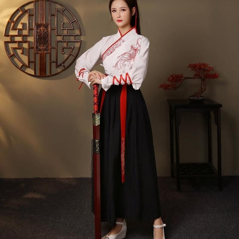 Ropa tradicional china Hanfu para hombres y mujeres, estilo de artes marciales, juegos de rol antiguos