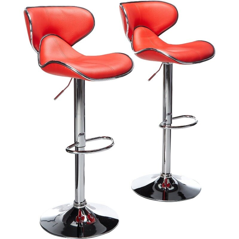 Барный Регулируемый поворотный барный стул с хромированной основой, комплект из 2 предметов, черного цвета