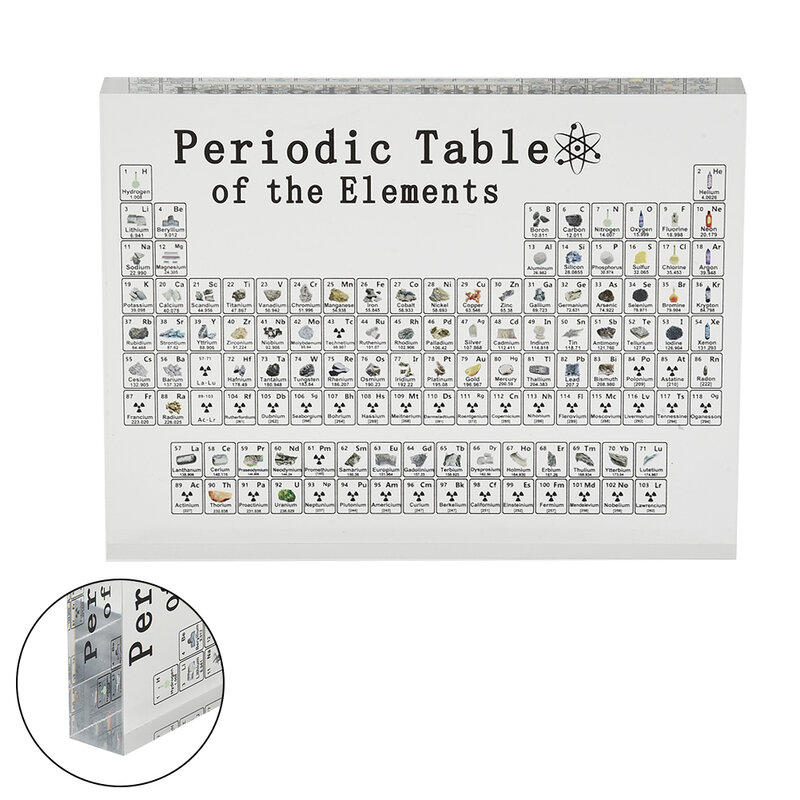 الجدول الدوري الكيميائي مع عنصر ، عرض الاكريليك ، ديكور المنزل رسالة زخرفة العينات ، دراسة المدرسة ، 85 بت
