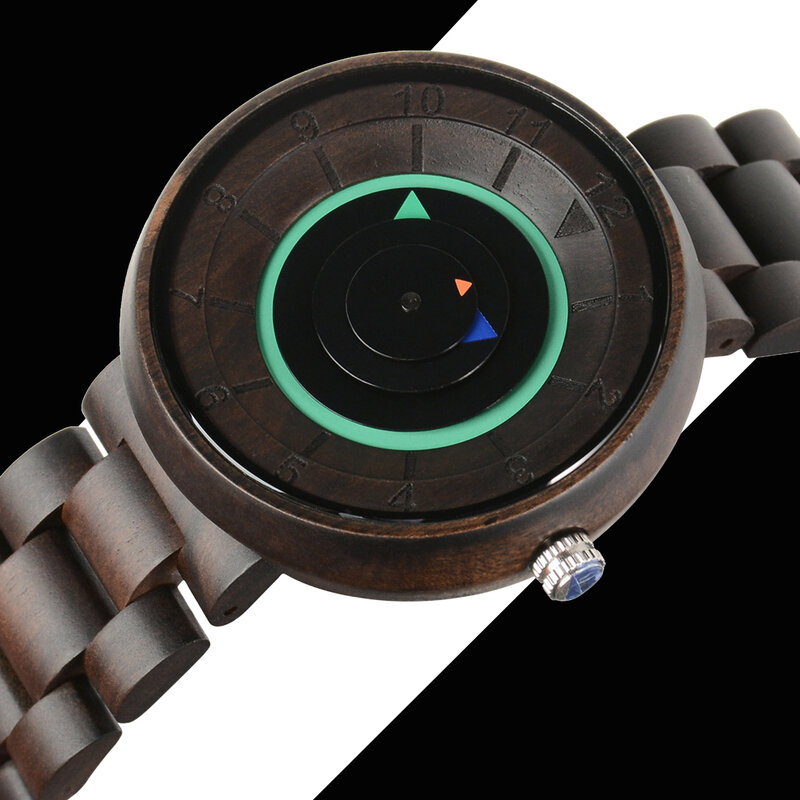 Relojes de madera para hombre y mujer, pulsera de cuarzo, 44M, regalos personalizados