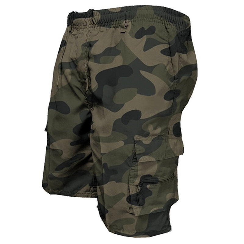 Pantalones cortos Y2K para hombre, peto con patrón de camuflaje, Color sólido, bolsillo con cordones, versátiles y cómodos, verano, 2023