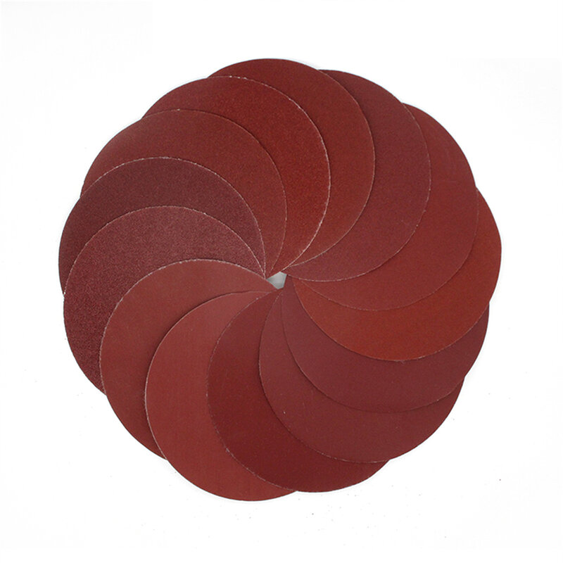 Papel de lija de Color rojo, discos de lijado de 75, 100, 125, 150, 180MM, bucle de gancho, PSA/adhesivo, 40-2000 granos para pulir y esmerilar, 10 unidades