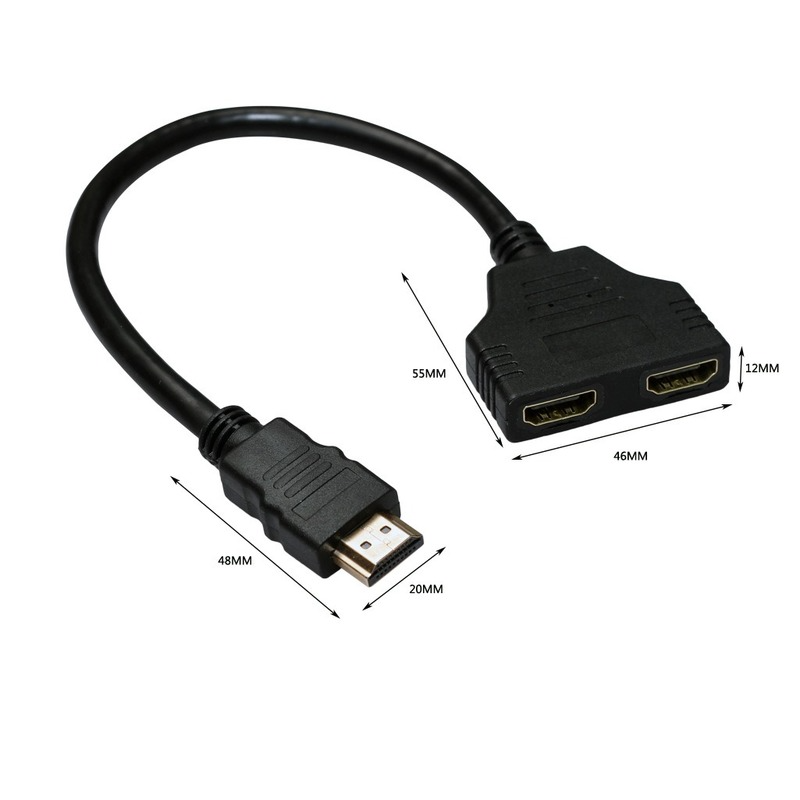 Konverter Adaptor Splitter HDMI Kompatibel Pria Ke Wanita, Kabel Konversi Adaptor Sinyal Ganda Terpisah 1to 2 Kompatibel HDMI