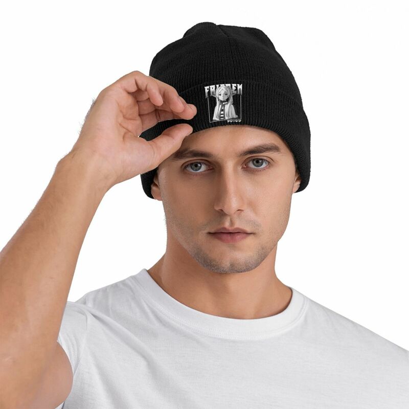 Frieren The Slayer T-Shirt Men Knitted Hats Quality Winter Y2K Unisex Headwear Knitted Caps