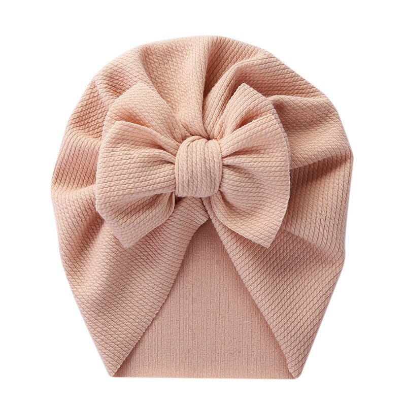 RIRI หมวกเด็กน่ารัก Bows Knot Beanie หมวกดอกไม้ Bowknot Headwrap ทารกแรกเกิดผ้าฝ้ายนุ่มสีทึบ Bonnet เด็กทารก Headwear