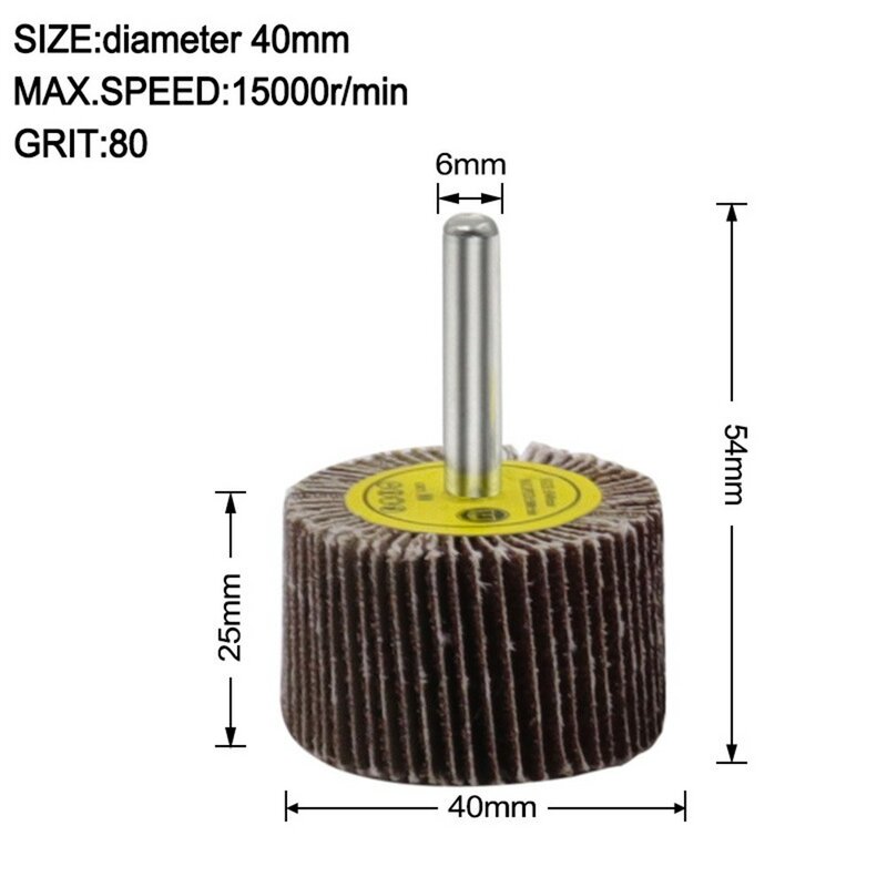 16-80mm 6mm Shank 80 Grit pengamplasan roda cakram abrasif pemolesan tinggi efisiensi penggilingan, panas yang baik aman untuk digunakan