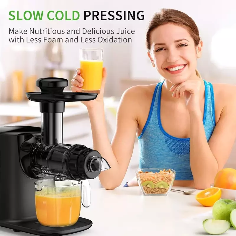 Exprimidor de frutas y verduras, prensa en frío, exprimidor lento de alta dureza, Extractor sin BPA, 3 modos