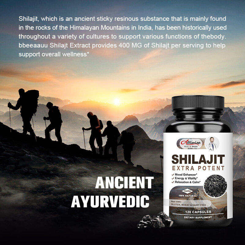 Alliwise shilajit original kapseln und energie auffüllung zink kalium mineralien gehirn gedächtnis muskel ausdauer versand kostenfrei