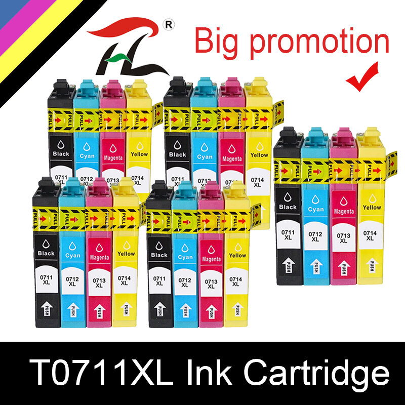 Cartucho de tinta Compatible con Epson Stylus SX110, SX105, SX115, SX200, SX205, SX209, SX210, T0711, T0712, T0713, T0714, 20 Uds.