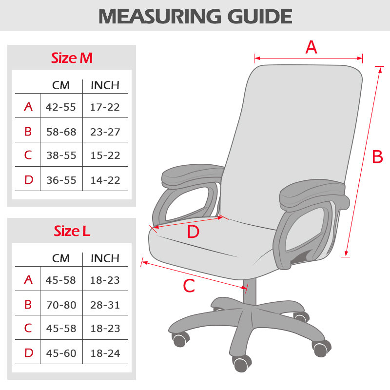 M/L Size Office Stretch Spandex Chair Cover Anti-Fouling Computer Seat Cover Removable Office Chair Cover For Home Hotel