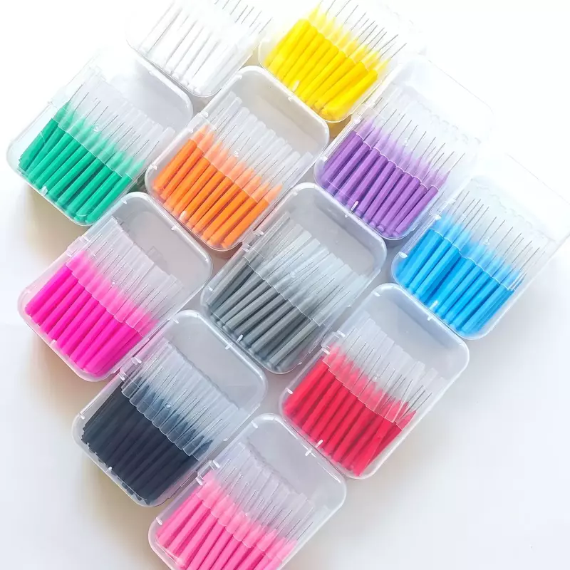 30/60Pcs 0.6-1.2mm Interdental Brushes Health Care Teeth Push-Pull Brush Removes Food Plaque Whitening Cleaner Oral Hygiene Tool