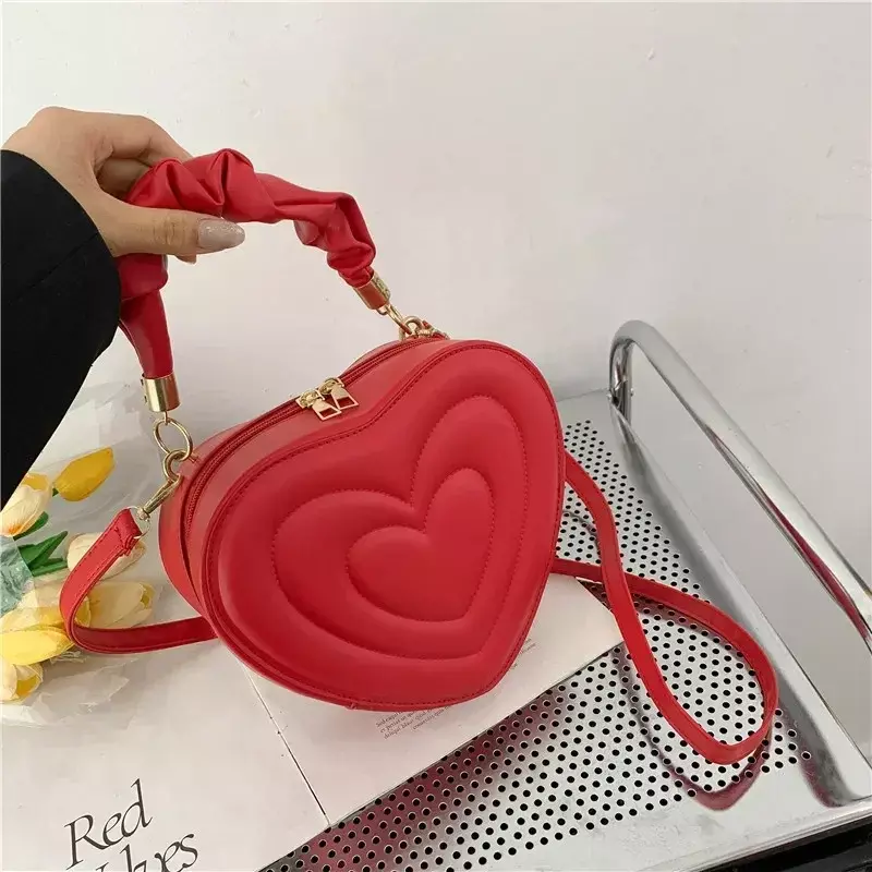 RBS1 Fashion Love Heart Shape Shoulder  Small Handbags Designer Crossbody Bags For Women Solid Pu Leather Top Handle