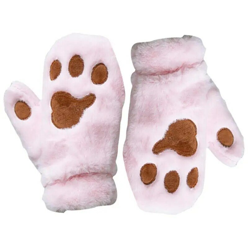 Guanti per zampe di gatto adorabili guanti pelosi invernali da donna Cat Claw Pet Paw Full Finger guanti invernali in peluche regali invernali caldi per adolescenti