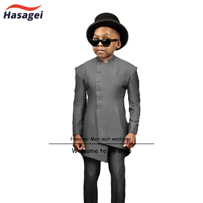 Indian Style Boys Suit 2 Piece Single Breasted Jacket Pants Kids Wedding Tuxedo Formal Party Wear 2-16 Years Old