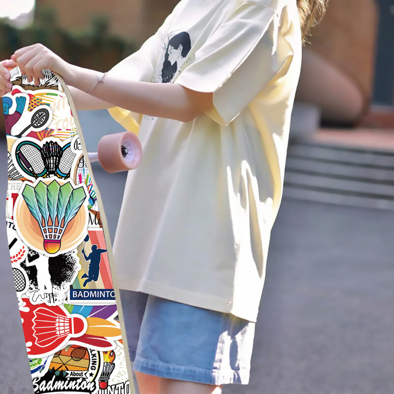 10/30/50PCS nowy Badminton Cartoon Graffiti sportowe papeteria płaska stopka butelka walizka kask Laptop naklejka ścienna zabawka dekoracyjna