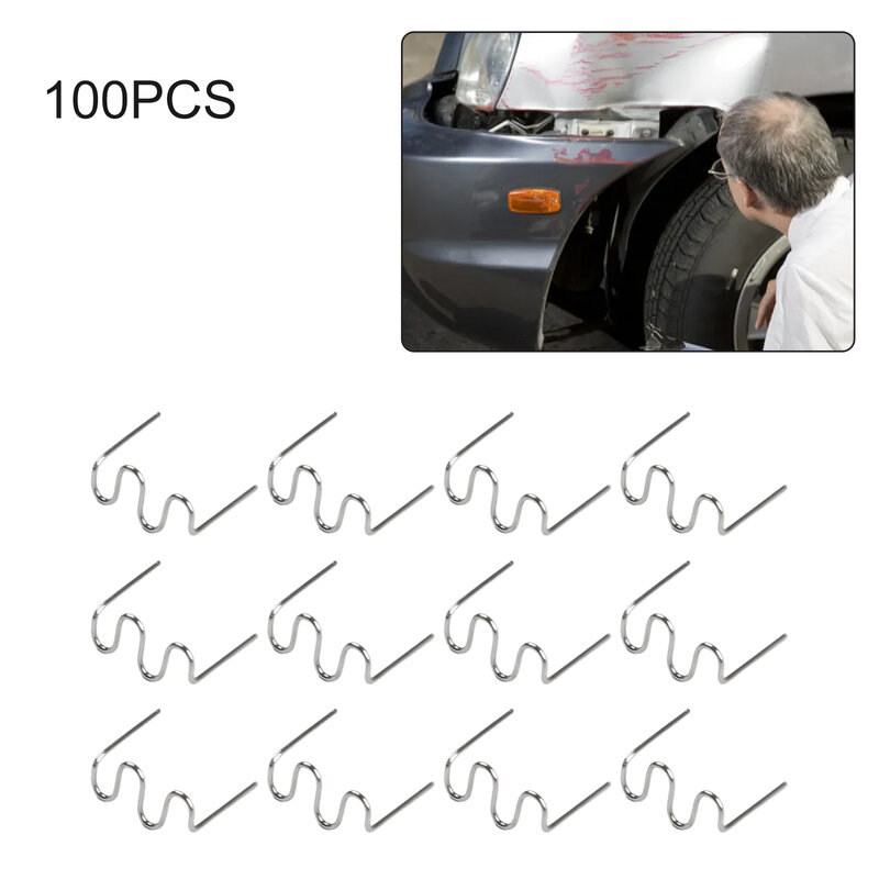 100ชิ้น0.6/0.8มิลลิเมตรเชื่อมปืนตะปูสแตนเลสคลิปหนีบกระดาษร้อนสำหรับเครื่องเชื่อมร้อนรถยนต์ชุดซ่อมกันชนตัวถังรถ