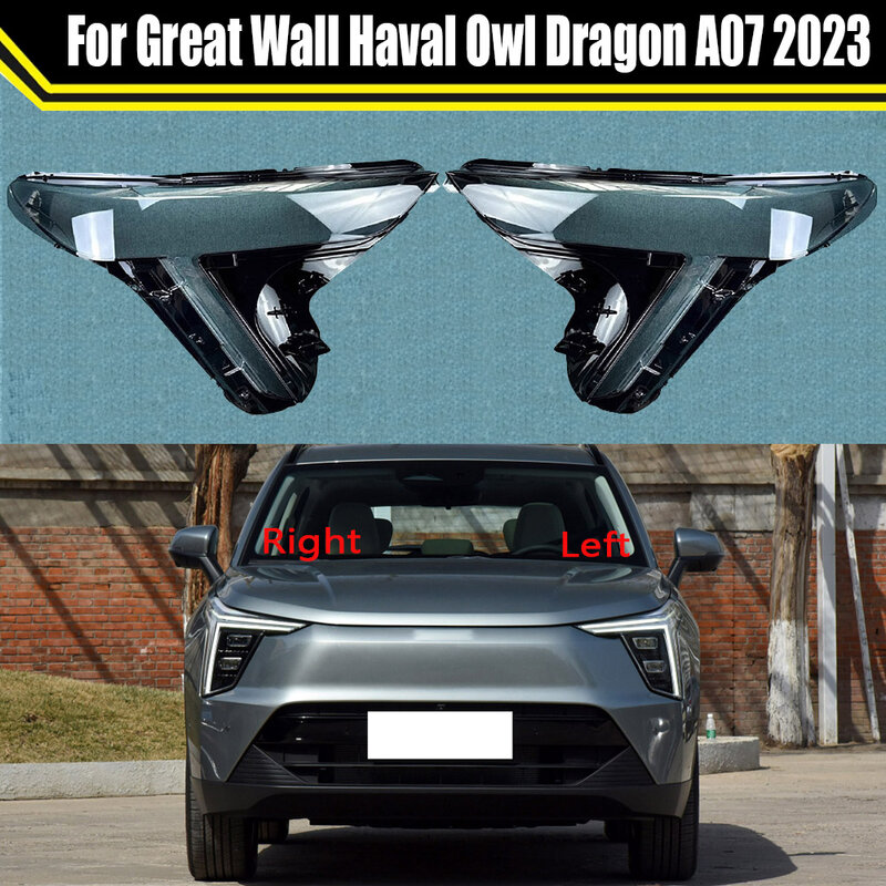 Penutup lampu depan mobil lensa kaca Shell lampu depan penutup lampu kap lampu transparan untuk dinding besar Haval burung hantu naga A07 2023