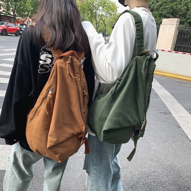 Vintage Big Capacity Canvas Backpack Women Men Travel Bag Backpacks Schoolbag for Teenage Girls 4 Solid Colors Unisex Bookbag