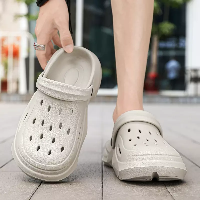 Sandal Eva sol tebal untuk pria, Sandal pantai modis musim panas klasik sederhana, sepatu pria trendi kasual netral