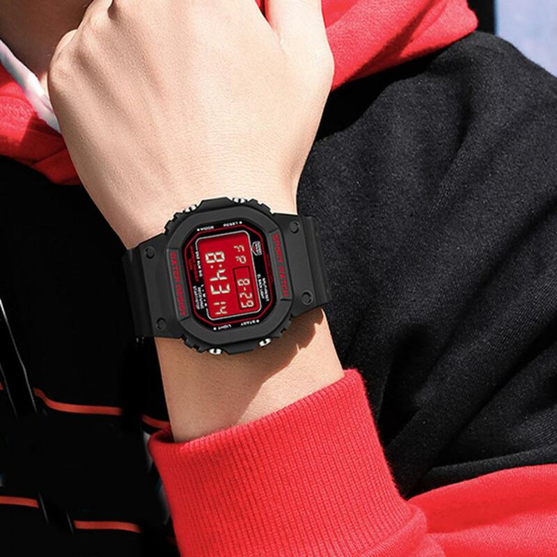 Męska elektroniczny zegarek lampka nocna wodoodporna ze stali nierdzewnej z widocznymi tarczą sportowy zegarek górski męski sportowy zegarek cyfrowy