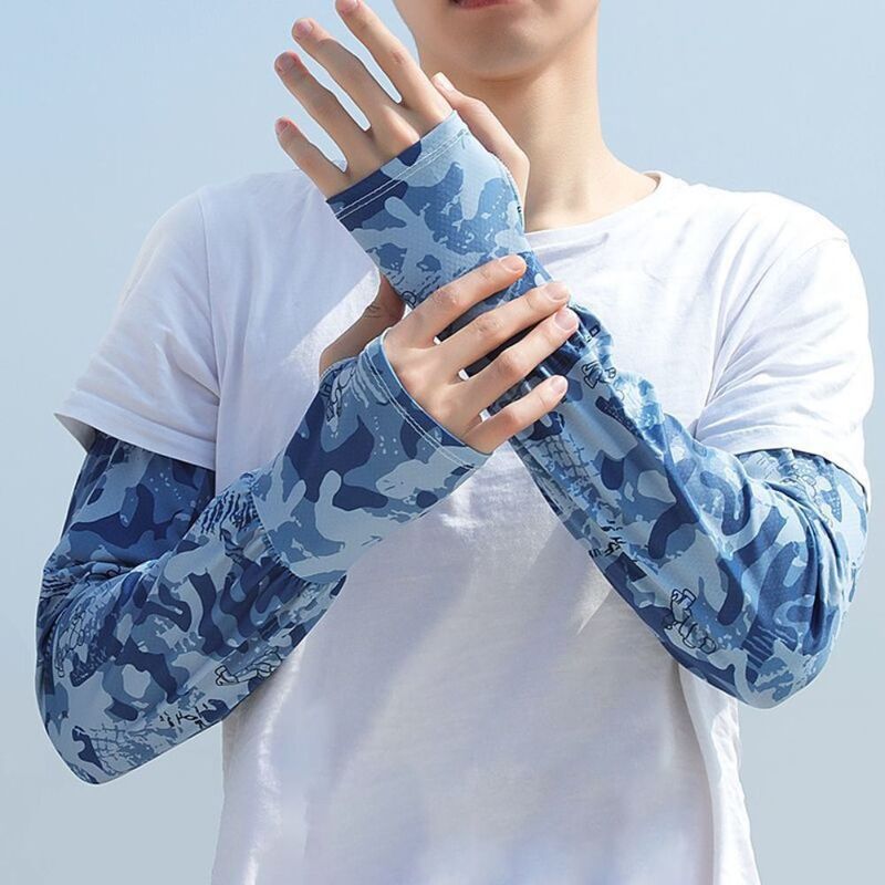 Ice Silk Camouflage Sunscreen Sleeves Quick-drying Sweat-absorbent Men's Sports Arm Guards Elastic Breathable