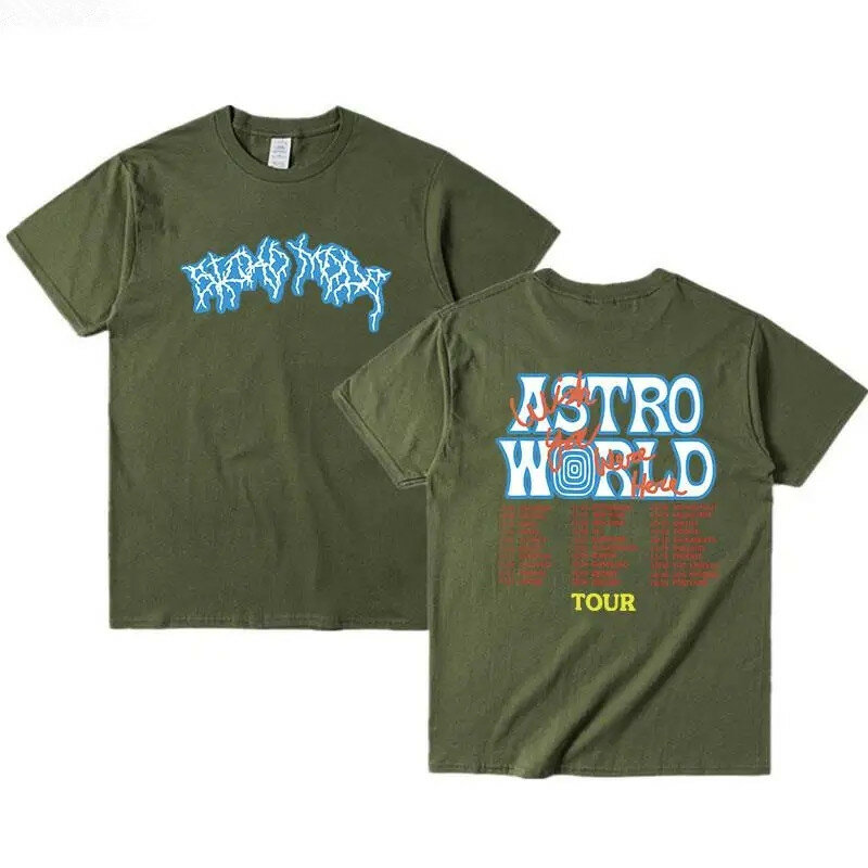 New Summer Hip Hop T Shirt Men Women Cactus Jack T-Shirts Wish You Were Here Tour Letter Print Tee Tops Brown